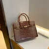 wholesale shoulder bags 6 colors this year popular large wear-resistant leather tote bag classic embossed crocodile handbag elegant gold buckle handbags 8088#