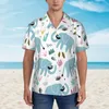 Herren lässige Hemden süße Elefantmenschen Hawaiianer Kurzarmknopf Down Beach Tropical Blumen