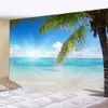Tapisserier Uppfriskande Natural Beach Landscape Decorative Tapestry Seaside Coconut Tree Wall Hanging Art Deco Tapestry Room Home Decor R230812