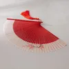 Декоративные фигурки китайский стиль красный бамбуковый вентилятор 21 см. Складывание шелкового складывания Лето простые сплошные цветы
