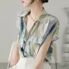 レディースポロスシルクシャツ半袖ゆるい夏のデザインニッチな気質と桑のポロの女性の感覚