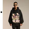 Men's Hoodies Oversized Causal Sweatshirts Hip Hop Floral Garden Pattern Priting Fleece Pullover Couples Hooded Streetwear Tops