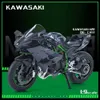 1 9 Kawasaki H2R Ninja Motorcyklar Simuleringslegering Motorcykelmodell Stötdämpare Sound and Light Collection Toy Car Kid Gift T230815