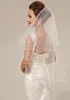 Brautschleier weiß transparentem Netz Einschichtlänge 150 cm Hochzeitsschleier 2024