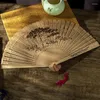 Figurine decorative 1 pcs ventola artigianale fatta a mano Vintage Cavo Incenso Wood Lady Folding Fan Incelly Intalit Stamping cinese Stampa di intaglio cinese