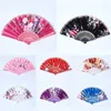 Dekorative Figuren chinesischer Stil Klapper Hand gehalten Fan Stoff Floral Hochzeitstanzbevorzugung Taschenfans