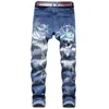 Men S Pants Plus Size Jeans 3D digitale print stretch denim blauw zwart witte broek Men Mode Blacks 28 34 36 38 40 42 230814