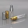 10 ml Mini Atomizzatore di profumo vuoto 1/3 once di vetro a nebbia fine a nebbia spray Bottle campione di profumo da fragranza ricaricabile con oro argento LTAV