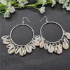 Bengelen oorbellen dhqh mode goud kleur metalen shell earring voor vrouwen cirkel statement overdreven Tassel Brincos 2023 strandjuwelen