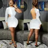 Casual Dresses QILI Summer Women Dress Sexy Party One-shoulder Sheath Backless Diamonds Mini Lady Vestidos