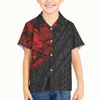 Men's Casual Shirts Polynesian Tribal Pohnpei Totem Tattoo Prints Kid Boy Children Hawaiian Short Sleeves Tops Fashion Clothing Summer