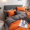 Zestawy pościeli z zestawem pościeli kolorowe pomarańczowe szary pojedynczy rozmiar łóżka lniane kołdra poduszka no napełnianie dzieci dorosły dom tkaninowy 230814