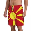 Herr shorts män sport atletisk löpning sport fitness strand basket jogging man lösa korta byxor makedonia flagga