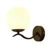 Wall Lamps Modern Led Lamp Copper Lights With Milky Glass Round Ball Bedside Double E27 Bulbs Sconce