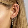 Серьги обручи элегантность подвесной золотой цвет для женщин мода Cz Rose Tassel Chain Piercing Ear Disterry Kae352