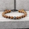 Strand Adjustable Wooden Bracelet 8mm CZ Disco Beads Braclet Men Accessories Couples Prayer Jewelry Yoga Homme