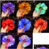 Haaraccessoires Lumineuze scrunchies LED Haarband Ponytailhouder Hoofdkleding Women Girls Elastische Satin Silky Scrunchy Tie Rope Accesso DHDKP