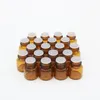 1ML Mini Amber Essentiële Olie Glazen Lege Fles Schroef Zwarte Dop 1CC Bruin Monsterflesje Kleine Parfumflesje Reisformaat Xcvbl