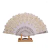 Decorative Figurines Folding Hand Fan Chinese Style Golden Powder Print Art Craft Plastic Dance Props Decorations For Home Desk Accessories