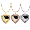 Kedjor 3st/Lot Alloy Rhinestone Heart Floating Locket Necklace For Women Jewelry Birthday Present Mdnen