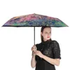 Paraplyer guld mandala tryck 3 vikar auto paraply vintage blommig svart kappa uv skydd ligthweight för manlig kvinna