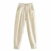 Kvinnors byxor za 2023 Spring Autumn Solid Color Beige Skinny Jeans Cotton Women High midje Pencil Casual Trousers Streetwear