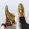 Dress Shoes Gold Men's Casual Derby Laceup Breathable Handmade Pu Leather Mocasines Hombre Size 38 230814