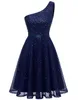 Glitter lovertjes Homecoming-jurken One-Shoulder Princess Princess Knie-Length Zipper Cocktail Formele gelegenheid Birthday Prom Graudation Cocktail Party-jurken 94