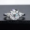 Cluster Rings HTOTOH 4.6 D Color Moissanite S925 Silver Ring 18K Gold Plated Three Stone Engagement Wedding Fine Jewelry