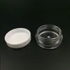 Free shipping White Top 3G Travel transparent round cream pot 3ML jars pot container clear plastic sample container for nail art storag Vgqr