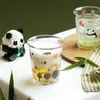 Canecas panda pequena flor de xícara reversa de vidro criativo suco de café caneca de café fresco bebe fofo estilo watter garrafa 230815