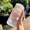 Water Bottles Plastic 500ml Small Daisy Transparent Creative Frosted Bottle Portable Trendy WatRope Travel Tea Cup