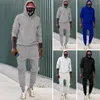 Men's Tracksuits Men Autumn Winter Outfit Sportswear Set Hooded Sweatshirt Elastic Waistband Pants In Solid Colors 2 For Active