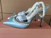 5A 3337220 صندل Machmach Diamond Pearls Satin High Heels High Pumps Sandal Slippers Muting Desinger Shoes for Women Size 35-42 Fendave