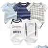 Rompers Baby 5-Pack Infantil Jumpsuit Boy Girls Clothes Summer High Quality Striped Born Ropa Bebe Clothing Costume 210824 Drop Deli Dhmus