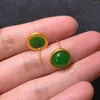 Studörhängen 1st/Lot Natural Emerald Jade Simple and Stylish Geometry Classical S925 Gold Plated Matte Women's Jewelry Taki