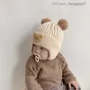 Caps Chapéus chapéu de bebê meninos sólidos e meninas desenho animado urso padrão inverno chapéu de malha de malha chapéu de urso quente infantil chapéu z230815