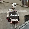 Herrjackor American Style Printing Letters Bomber Jacket Racing Suit Män våren Höst Löst par Streetwear Korean Fashion 230814