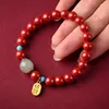 Strand Red Cinnabar Hand String Hetian Jade Transport Perlen Armband Original Steinkaiser Sand Buddha Armbänder Frauen Charme