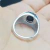 Cluster Rings Men Ring Natural Real Black Sapphire Big 925 Sterling Silver 9 11mm 3.8ct Gemstone Per Jewelry Fine X21596