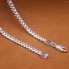 Kettingen Real 925 Sterling Silver Chain Women Men Men 4mm Curb Link ketting 20inch Lobster Clasp /18G