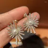 Stud Earrings Fashion Pearl Flower For Female Wedding Jewelry 2023 Designer Statement Cubic Zirconia Earings