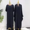 Etniska kläder 2 stycken öppen abaya set matchande muslim