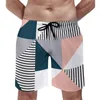 Herren Shorts Nordic Lines Board Sommer Abstrakte farbenfrohe Geometrie Casual Beach Running Schnell trockenes Design Schwimmstämme