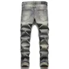 Mäns jeans rippade jeans stretch blyertsbyxa streetwear elastiska hiphopstjärna mönster jean hål lapp europeisk mode mångsidig män jean 230814