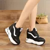 Scarpe per vestiti 2023 Donne piattaforma casual maglia tacchi a cuneo traspirato da 12 cm sneaker sneakers spessa autunno donna deportivas mujer