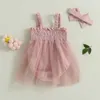 Girl's Dresses Summer Newborn Baby Rompers Infant Cotton Sleeveless Romper Dress with Headband Baby Girls Tulle Jumpsuits Baby Clothes 0-24M