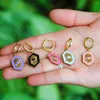 Hoop oorbellen Eyika Trendy Gold vergulde geometrische zeshoek Hart Drop Hand geschilderd Multicolor email Pendientes Aro Charm Jewelry