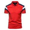 Heren PoloS Stitching Color Rapel T -shirt Comfortabele en ademende shortsleeved Casual Sport European voetbal T -shirt 230815