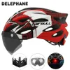 Cycling Helmets Ultralight Bicycle Helmet with Tail Light Detachable UV400 Goggles Sun Visor Adults Youth Mountain Bike 230815